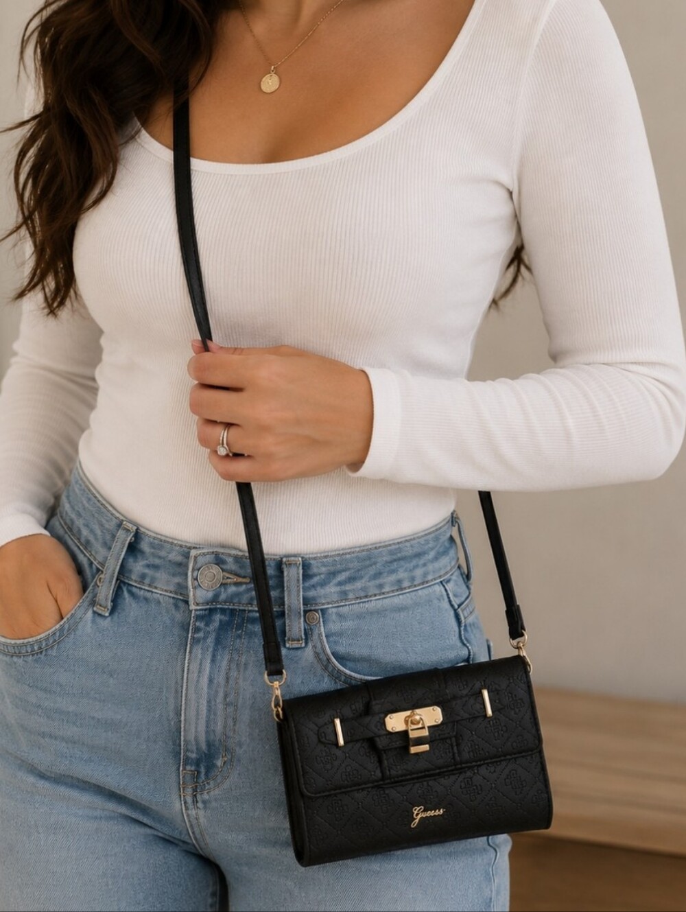 Guess Locket Button Snap Mini Crossbody